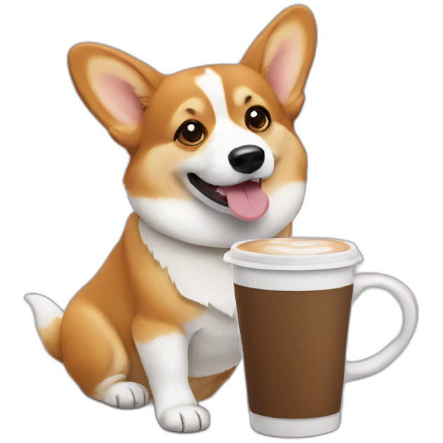 Corgi drinking coffee emoji