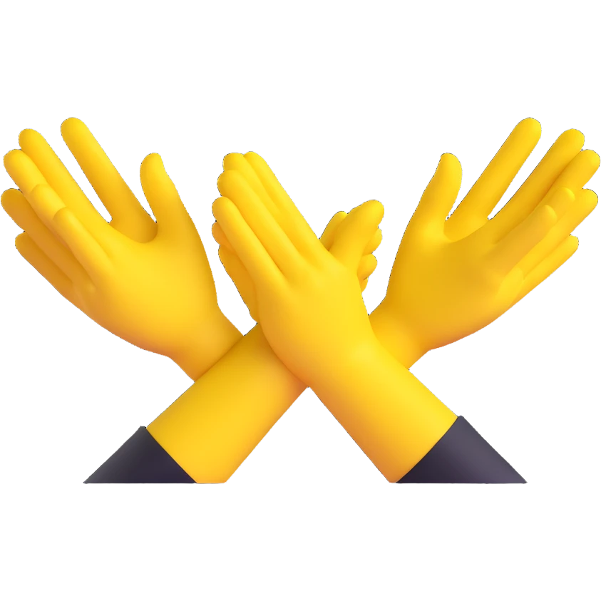two yellow hands crossed in an X shape emoji