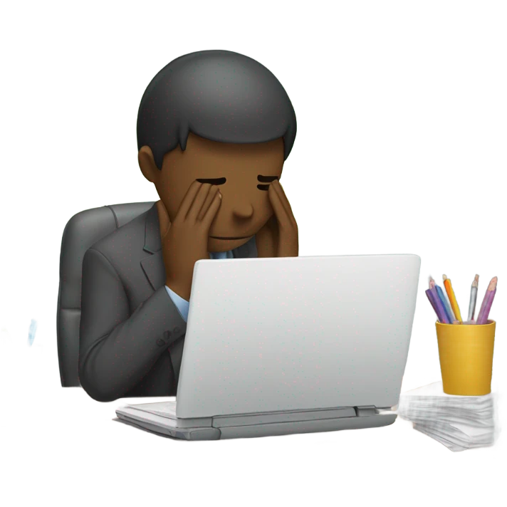 Crying working in office  emoji
