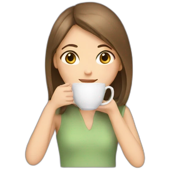 Girl cuddling drinking tea emoji