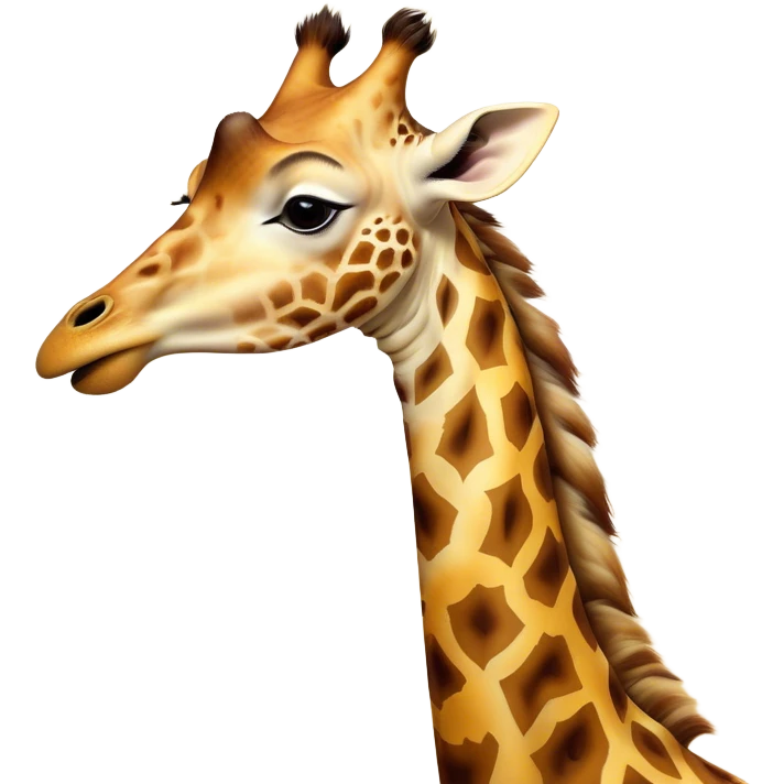 Cinematic Cute Yawning Giraffe Portrait Emoji, Head tilted slightly with a dramatic, wide-open yawn, showcasing a soft, patterned Fur of warm yellows and browns with a long, drooping neck and eyes barely open in drowsy contentment, Simplified yet irresistibly adorable features, highly detailed, glowing with a soft, cozy glow, high shine, relaxed yet expressive, stylized with a touch of savannah whimsy, bright and endearing, soft glowing outline, capturing the essence of a sleepy yet affectionate giraffe, so drowsy it feels like it could stretch right out of the screen and curl up for a nap! emoji