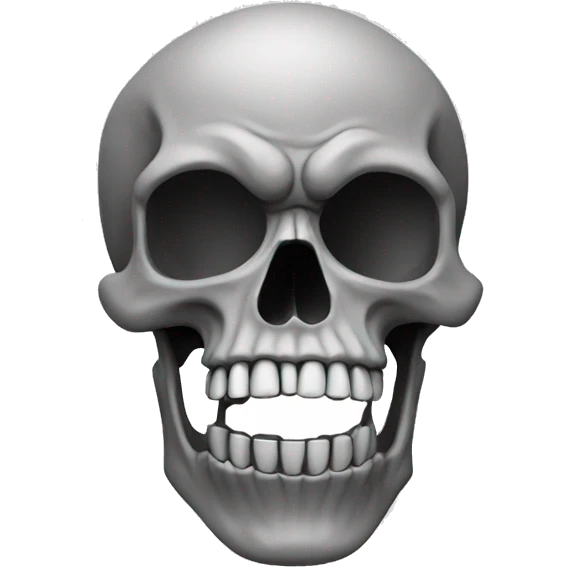 grey long skull open mouth cracked on half emoji