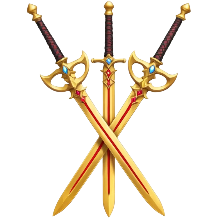 Two powerful on fire golden fiery royal crossed swords emoji