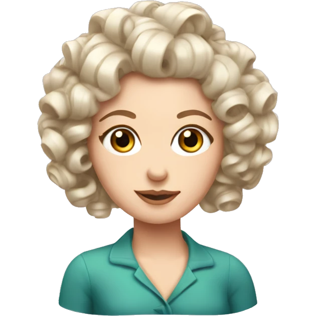 A white girl has curlers on her hair emoji