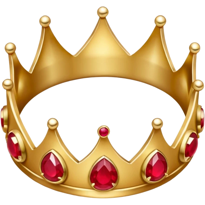 couronne en or à 3 pointes avec un énorme rubis au centre en cabochon emoji