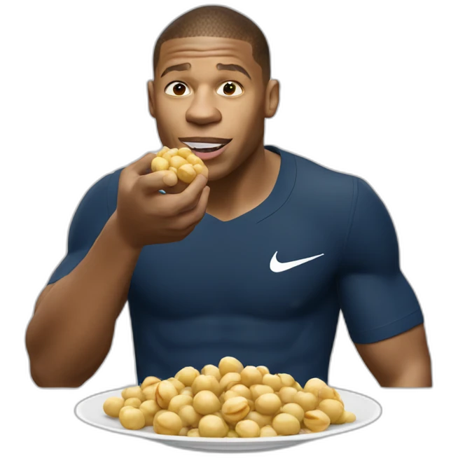 Mbappe eating macadamia nuts emoji