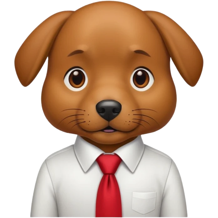 brown dog with red tie,white shirt emoji