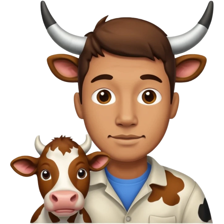 A man with s cow in his face emoji