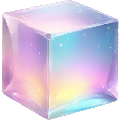 Sparkly glossy Pastel iridescent glass crystal cube emoji