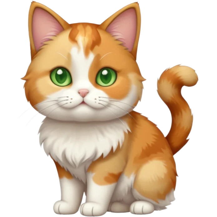 full body calico cat with small head and short but chubby body emoji