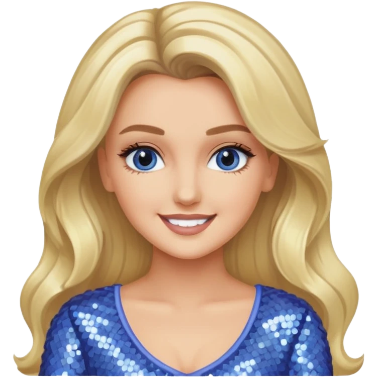 Perrie Edwards from Little Mix with long blonde hair, periwinkle sequin outfit emoji