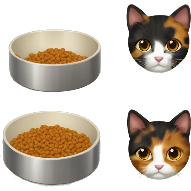 tortoiseshell cat cat food in cat food bowl emoji