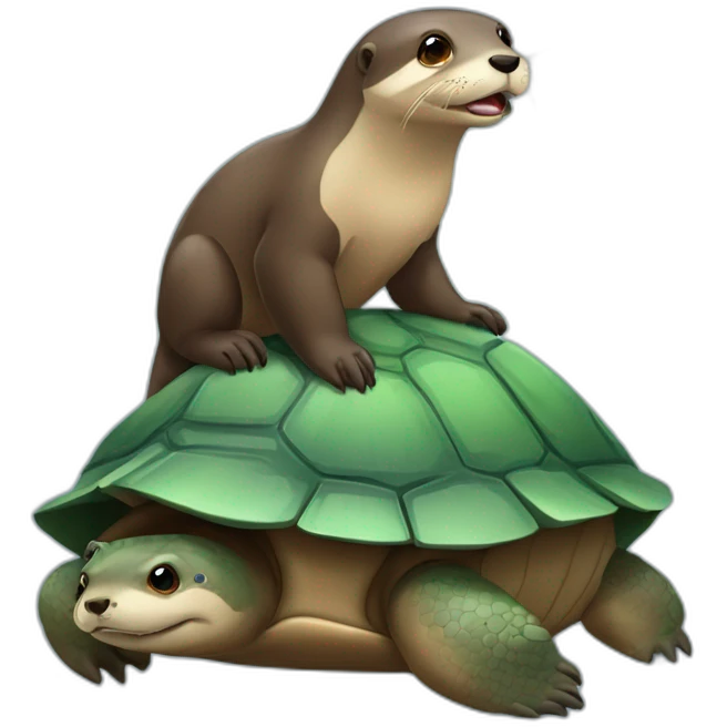 Loutre sur une tortue emoji