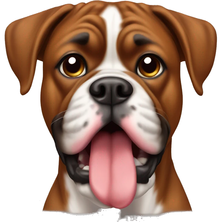Boxer dog brown with tongue emoji