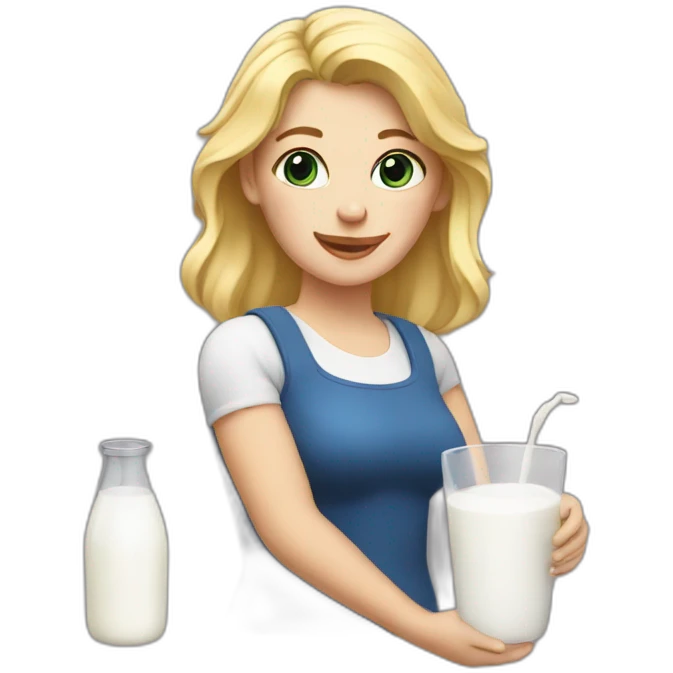 blonde woman holding milk emoji