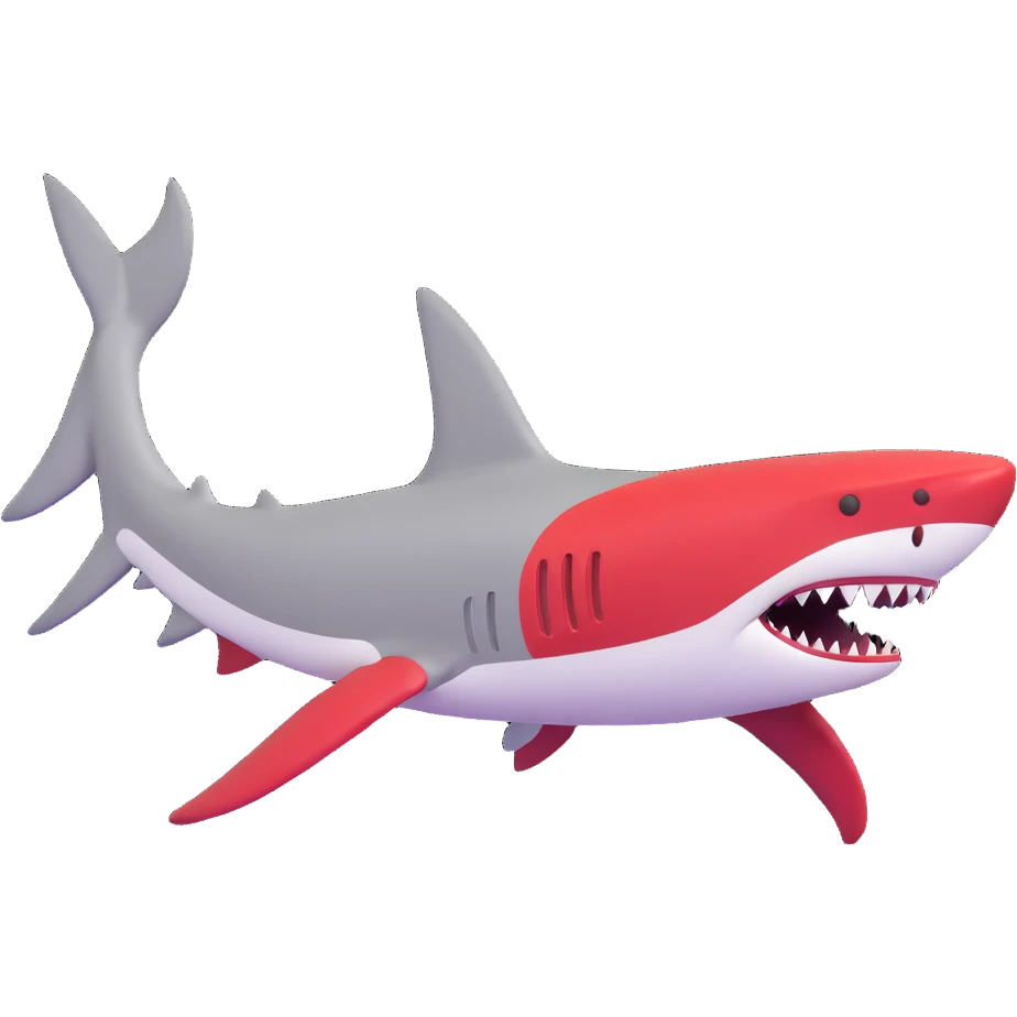 shark with red and white Air Jordans on its fins and back fin emoji