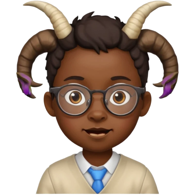black child with goat horn and eyeglasses emoji
