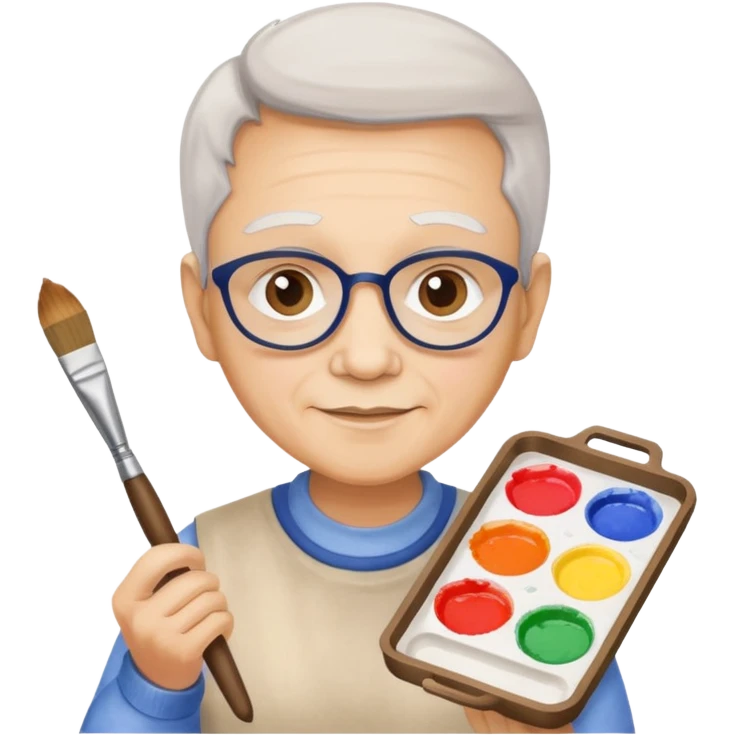 Senior with watercolor tray & brush emoji