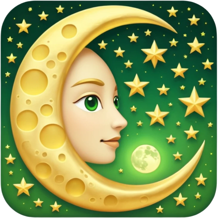 moon with golden and green shadows emoji