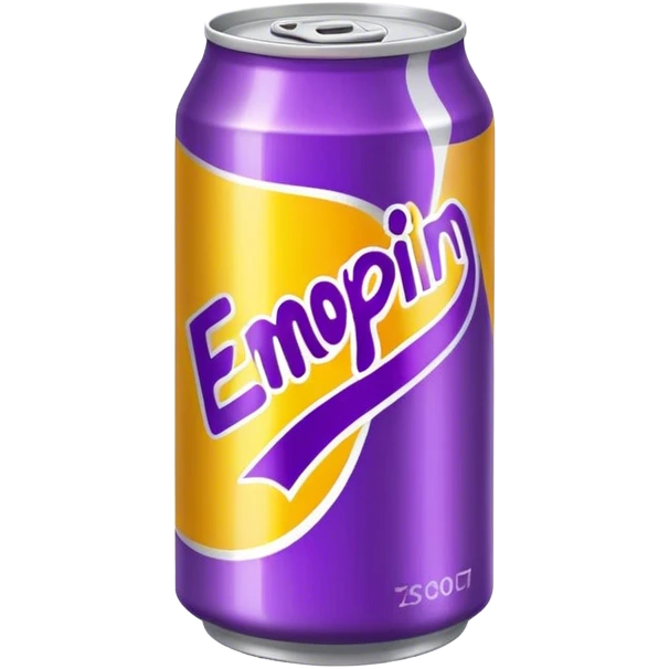 yellow soda can with purple name emoji