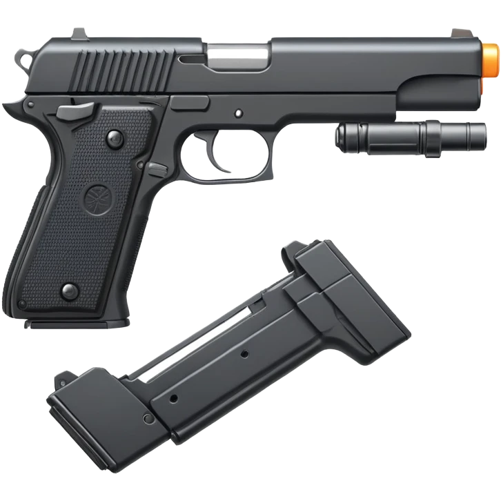 Handgun with extended mag and automatic switch conversion kit emoji