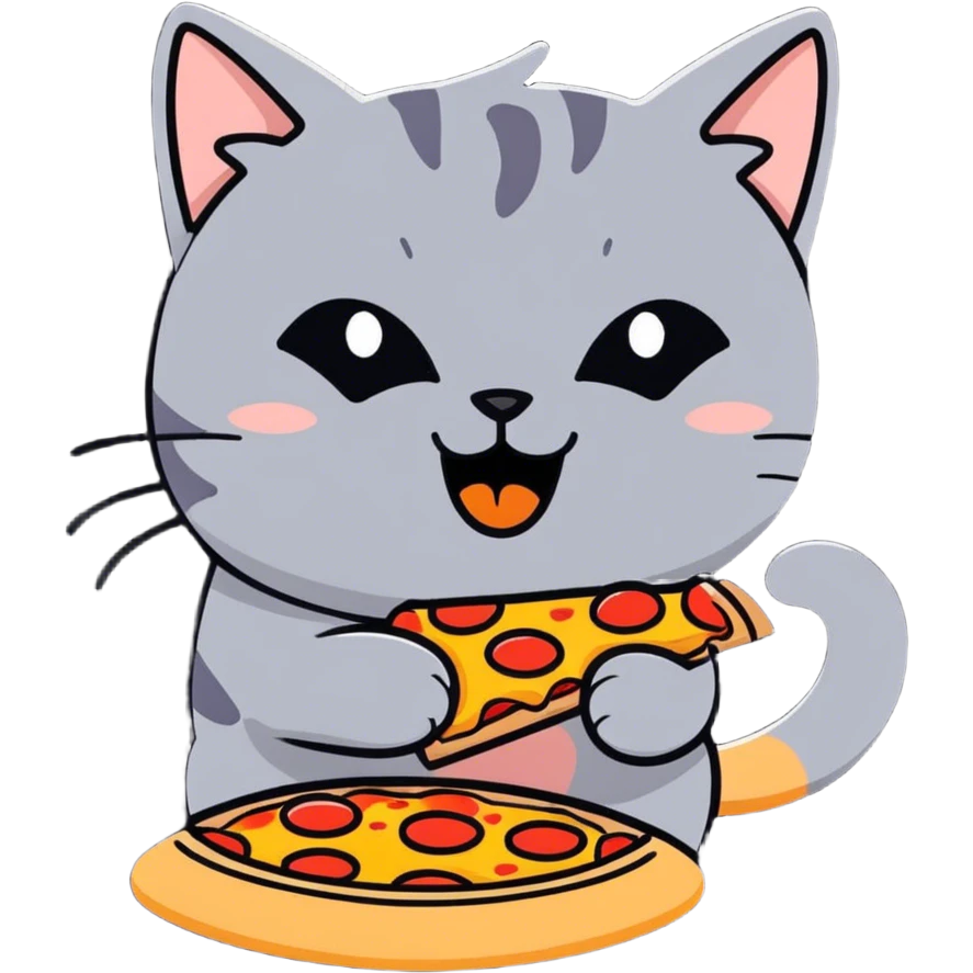 cat eats pizza emoji