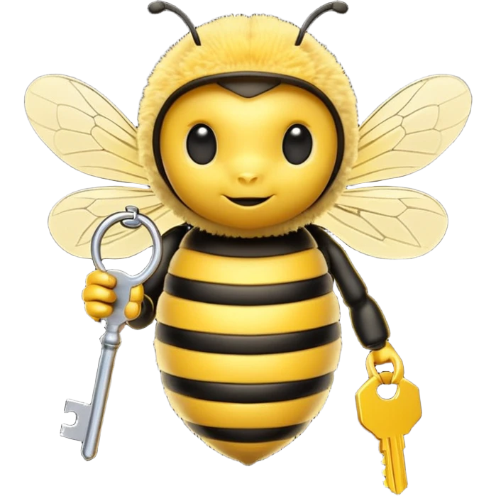 Bee with a key emoji