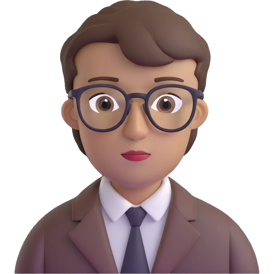 male with glasses, French cut hairstyle, brown hair emoji