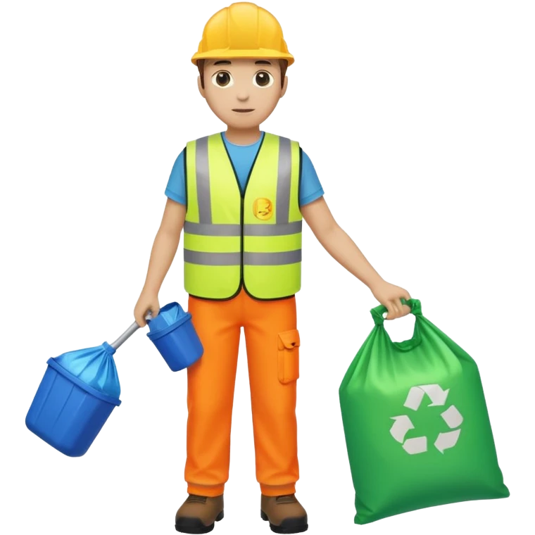 waste-management, neon safety vest, trash picker, cleaning up trash, full body emoji
