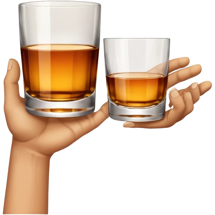 White hand holding whiskey glass with arm (right hand) emoji