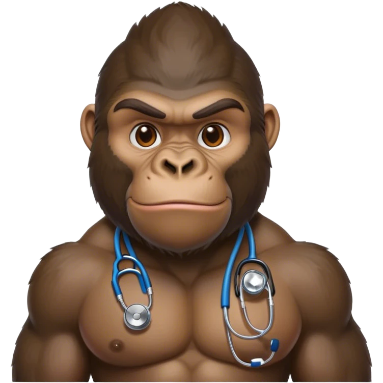 super buff gorilla WITH STETHOSCOPE emoji