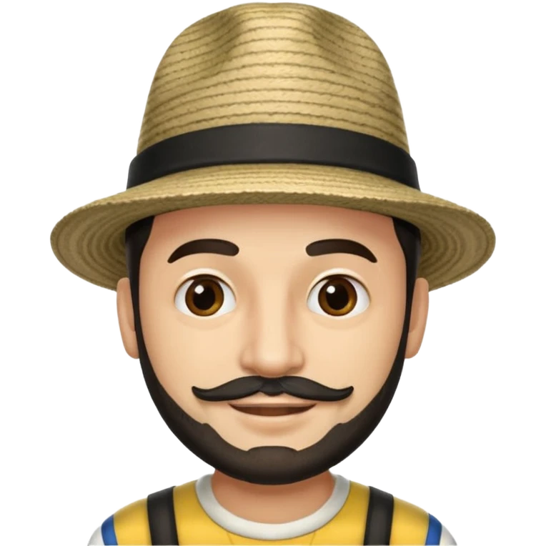 A happy fair skinned Colombian man with some facial hair wearing a black and beige stripped Colombian hat  emoji