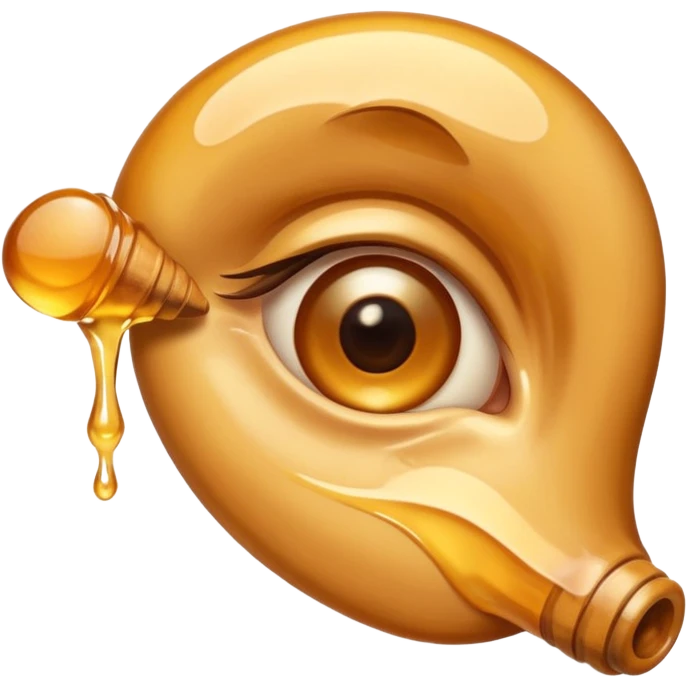 A big human ear, with honey dripping on it emoji