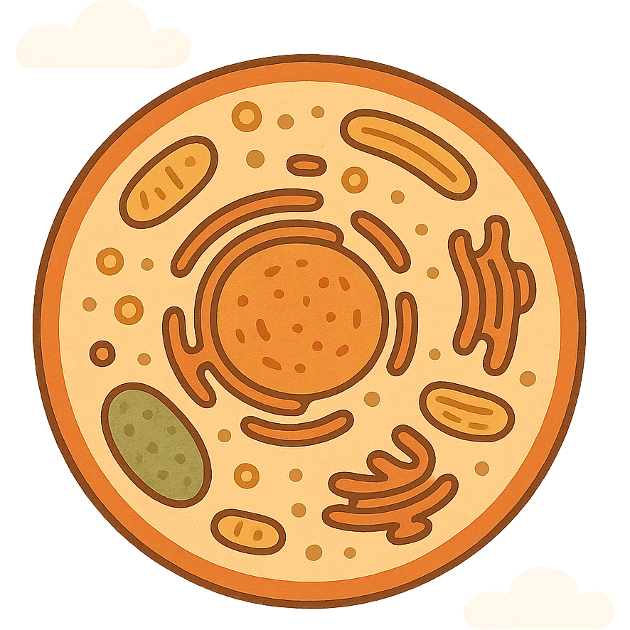 Anatomical illustration of a human cell. Smooth 3D style, soft shading, clean and simple design.
 emoji