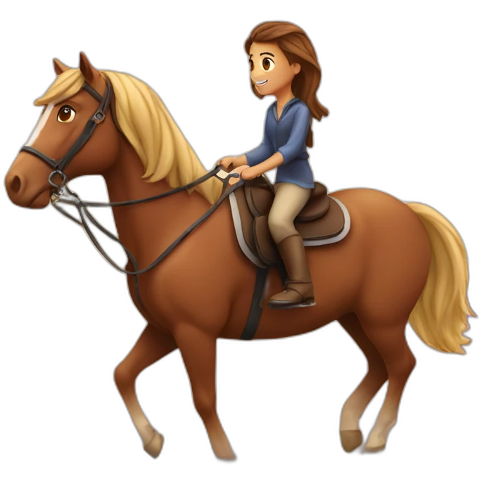 A boy riding on the horse at early morning with his girlfriend  emoji