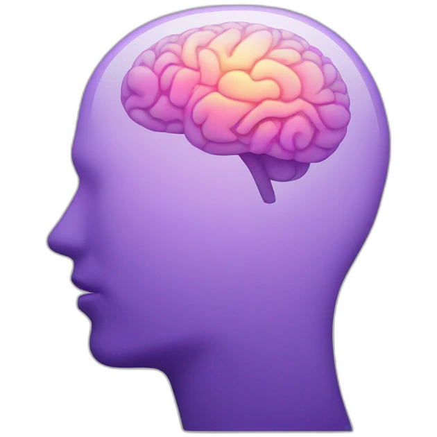 Human silhouette with AI brain emoji