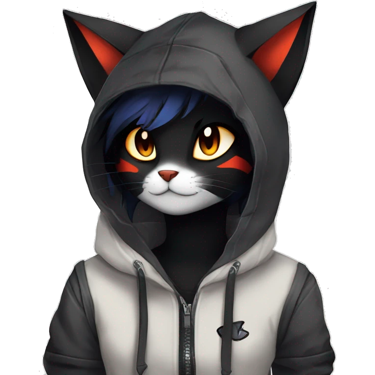 Edgy Shy Anthro boyish cool pretty dark black Litten-Pokémon-cat-fursona techwear emoji