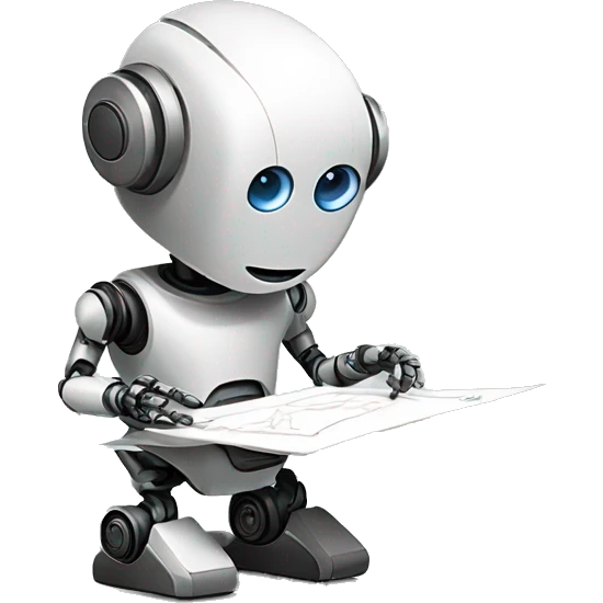 a robot drawing an image on a paper while stting emoji