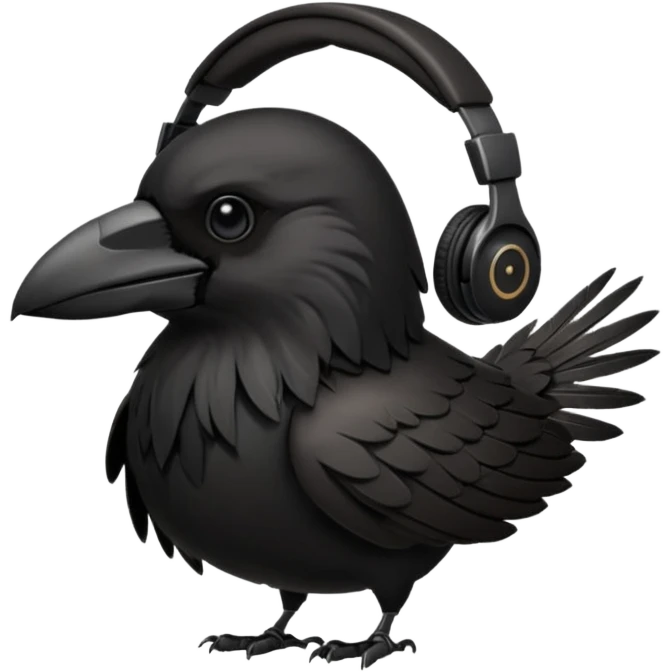 crow with headphones emoji