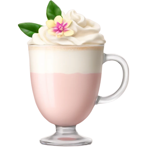 Light Pink latte classy in glass with flower emoji