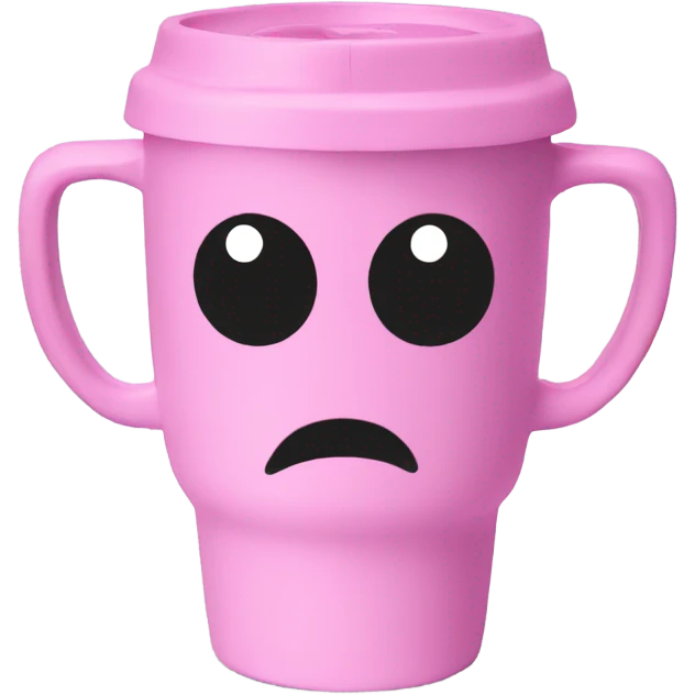 pink travel mug with a handle - no face emoji