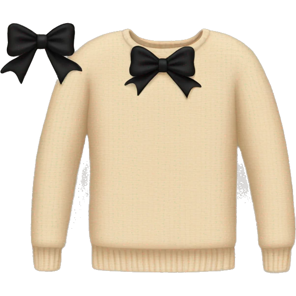 Beige sweater and black bow on it emoji