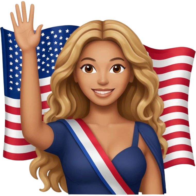 Beyonce with waving american flag emoji