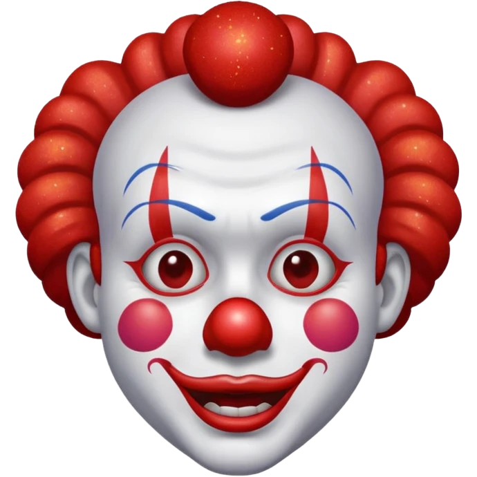 red glitter clown with the retarded facial expression emoji