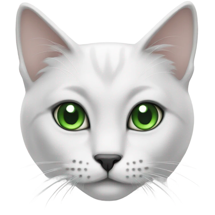 white cat with green eyes and black nose and gray ears emoji