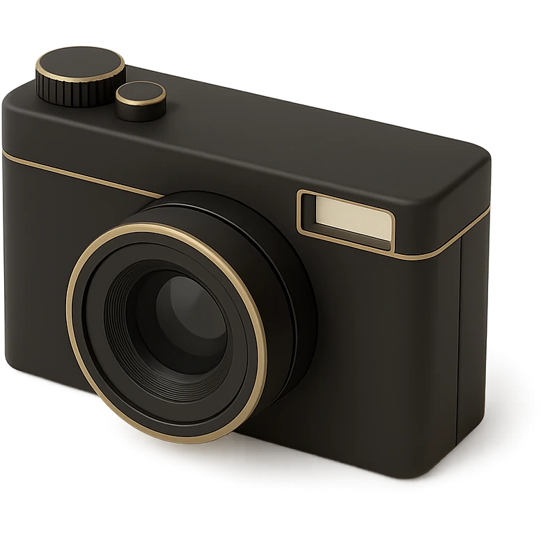 a camera in 3D black style emoji