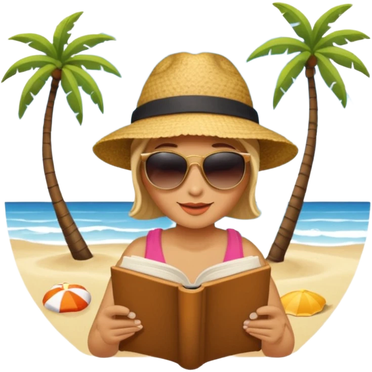 Reading a book at the beach. emoji