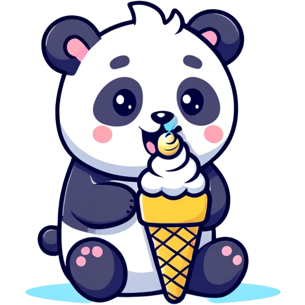 Panda eating ice cream emoji