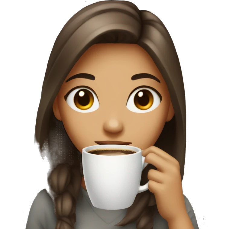 Girl Pretty face drink coffe  emoji