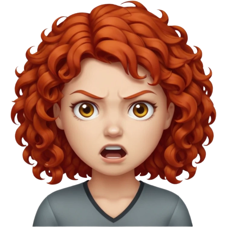 👩🏻‍🦰curly hair angry but cute emoji